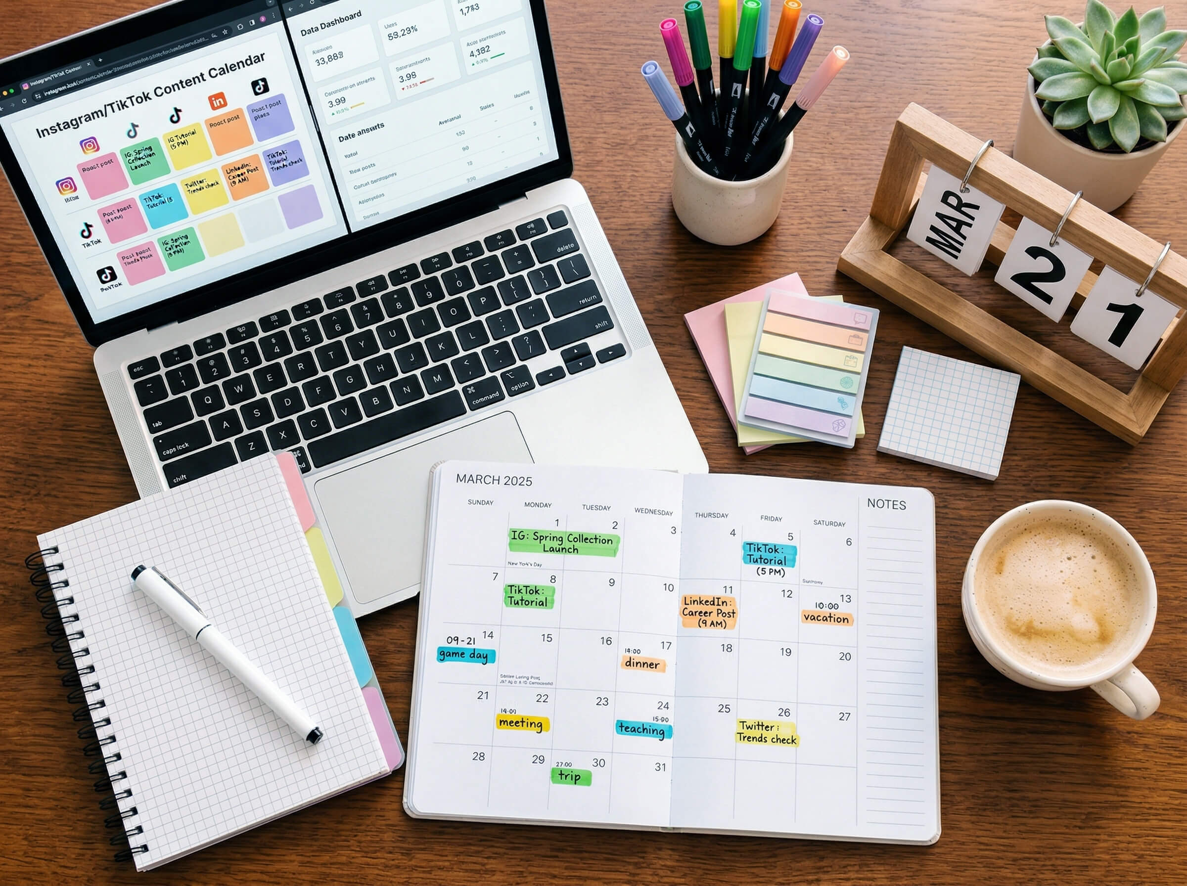 Brand voice content creation at desk